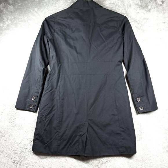 Eddie Bauer Women’s Medium Black Water Repellent Trench Coat Button Front - Picture 10 of 16